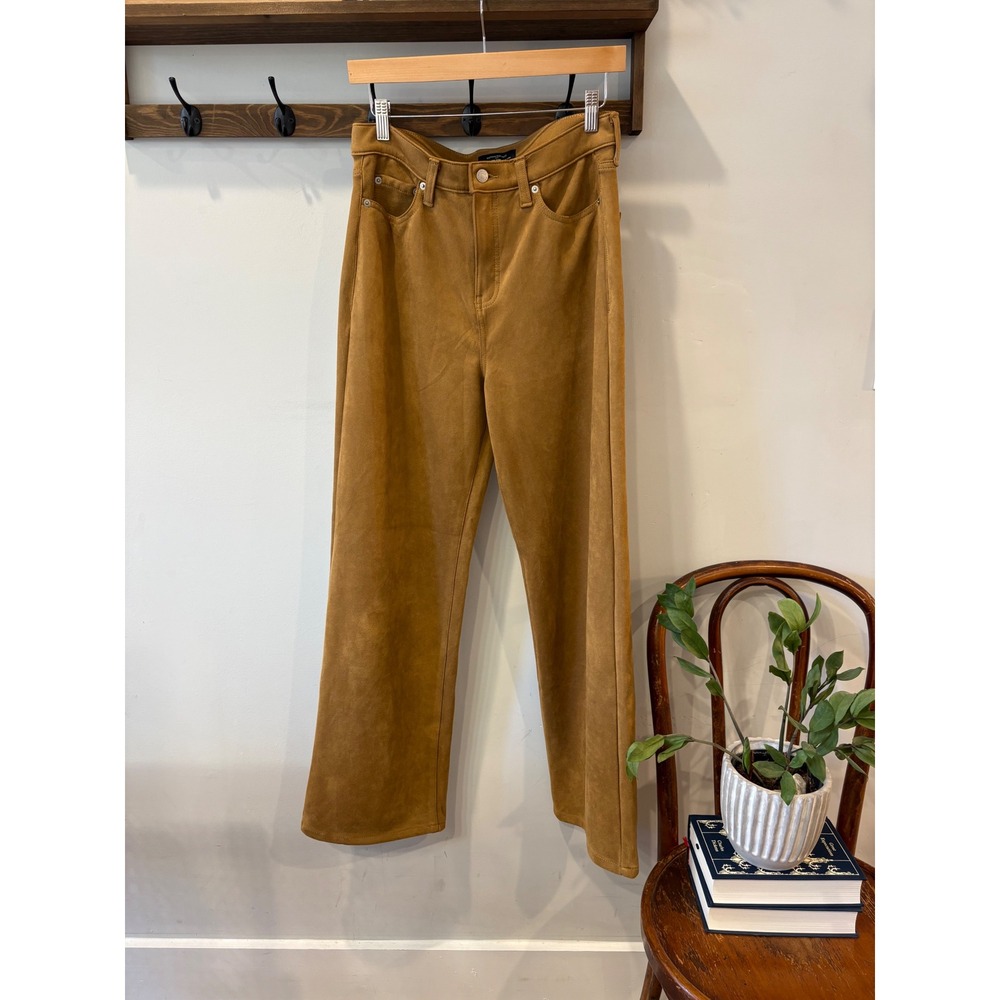 Banana Republic Ultra High-Rise Wide Leg Vegan Faux Suede Pants Camel Brown 28/6